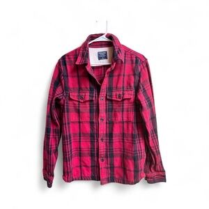 Abercrombie & Fitch Red Black Plaid Flannel Shirt Heavyweight Size M
